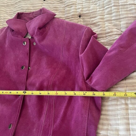 Women’s Anne Klein Magenta Pink Suede Jacket sz 14 Cropped Girly Preppy Coquette - Picture 7 of 8